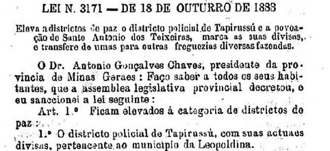 Recorte da Lei n. 3171 de 18 de outubro de 1883