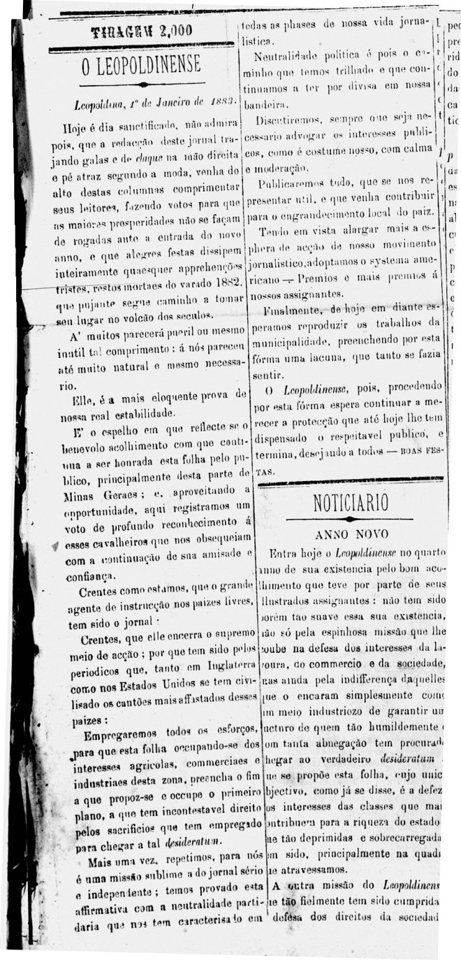 Editorial de aniversário  do jornal O Leopoldinense